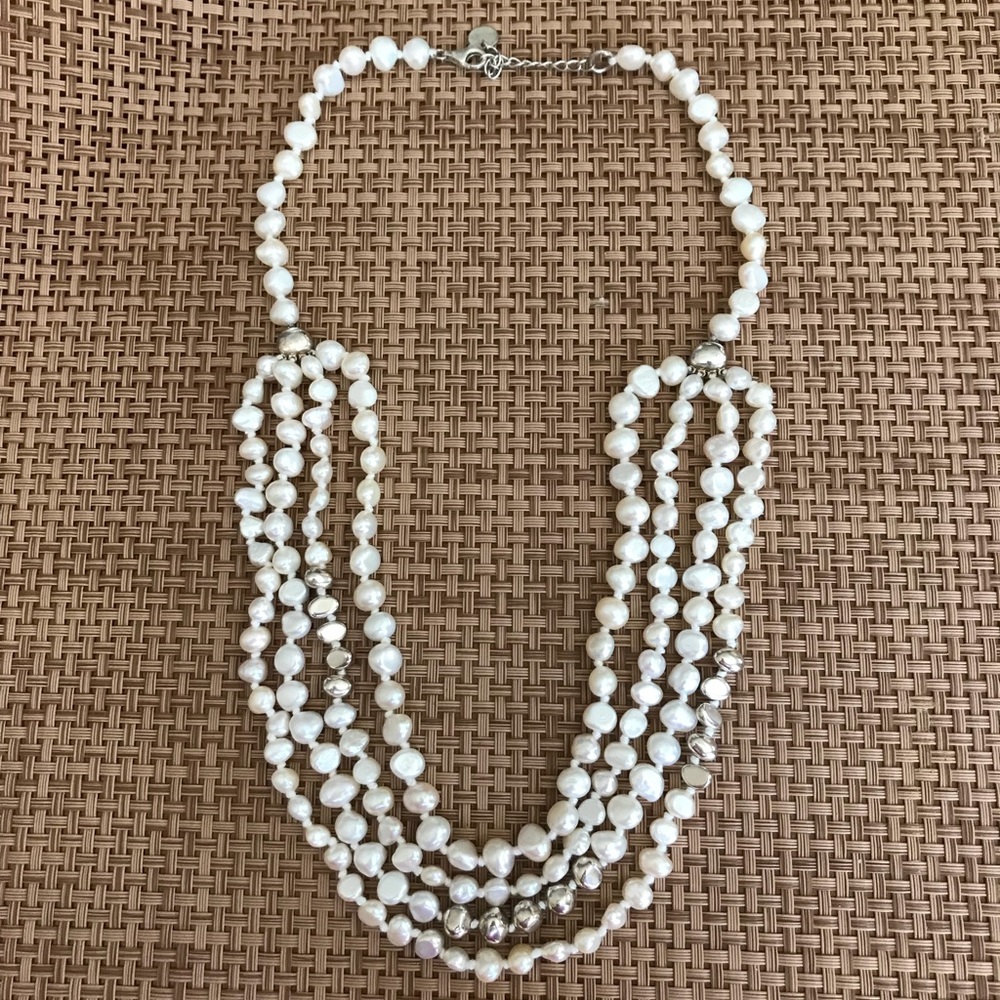 Freshwater pearl and sterling silver necklace